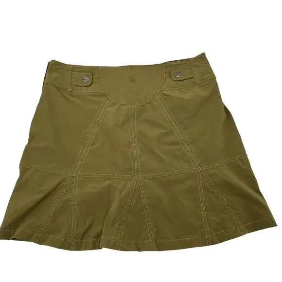 ATHLETA Olive Green Skorts Side Button Closure Front Pockets Women's Size 2 - Picture 5 of 9